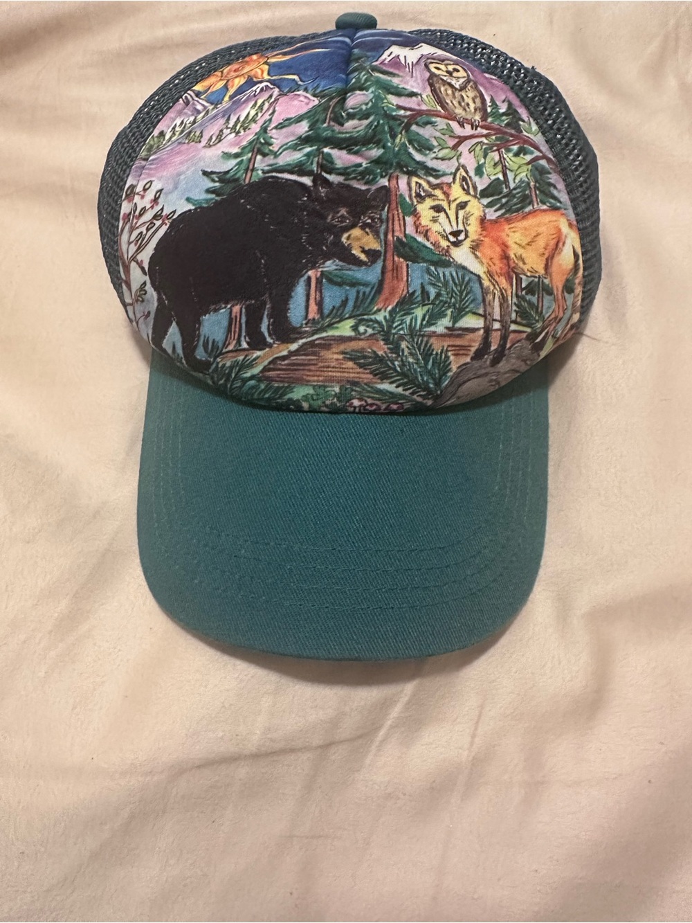 Sundry Teal Wildlife Scene Mesh Cap